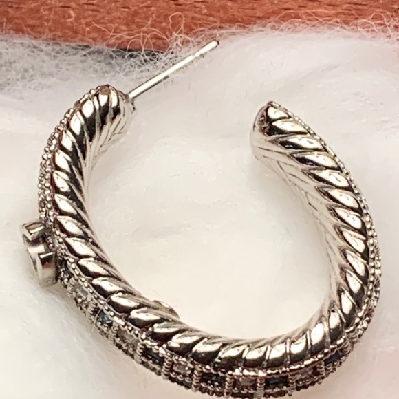 Chanel Silver Blue Crystal Hoop Earring - Picture 10 of 11